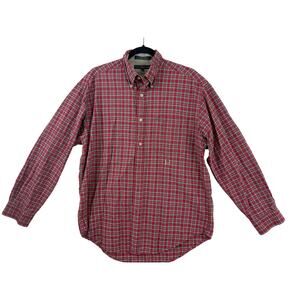 Tommy Hilfiger Plaid Flannel Shirt Mens Medium Red Cotton Long Sleeve